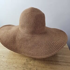 J. Crew Textured Summer Beach Hat Floppy Brown One Size Womens 100% Paper Straw‎